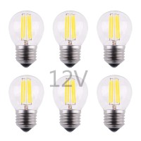 Opalray Dc 12V Low Voltage Led Mini Globe Bulb, 4W Dimmable, E26 Medium Base, 2700K Warm White Light, 40W Incandescent Replacement, For 12V-24V Dc Power Input, 6-Pack