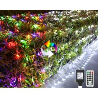 Joomer 12Ft X 5Ft 360 Led Christmas Net Lights, 8 Modes Bush Mesh Lights Connectable, Timer, Waterproof For Christmas Trees, Bushes, Garden, Outdoor Decorations (Clear Wire, Multicolor)