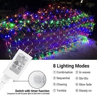 Joomer 12Ft X 5Ft 360 Led Christmas Net Lights, 8 Modes Bush Mesh Lights Connectable, Timer, Waterproof For Christmas Trees, Bushes, Garden, Outdoor Decorations (Clear Wire, Multicolor)