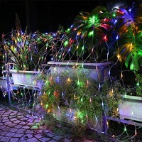 Joomer 12Ft X 5Ft 360 Led Christmas Net Lights, 8 Modes Bush Mesh Lights Connectable, Timer, Waterproof For Christmas Trees, Bushes, Garden, Outdoor Decorations (Clear Wire, Multicolor)