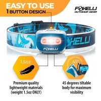 Foxelli Led Headlamp Flashlight For Adults Kids Running Camping Hiking Head Lamp With White Red Light Lightweight Waterp