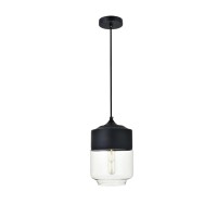 Ashwell 1 Light Black Pendant With Clear Glass