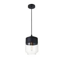 Ashwell 1 Light Black Pendant With Clear Glass