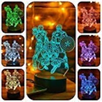 Serkyhome 3D Illusion Night Lights For Kids With Remote Control 7 Colors Led Table Lamp-Superhero Toys (Superheroes)