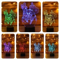 Serkyhome 3D Illusion Night Lights For Kids With Remote Control 7 Colors Led Table Lamp-Superhero Toys (Superheroes)