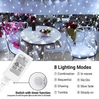 Joomer 12Ft X 5Ft 360 Led Christmas Net Lights,8 Modes Bush Mesh Lights Connectable, Timer, Waterproof For Christmas Trees, Bushes, Garden, Outdoor Decorations (Clear Wire, White)