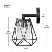 Globe Electric 44300 1Light Outdoor Or Indoor Wall Sconce Black Clear Glass Inner Shade Outdoor Modern Lighting Porch Light