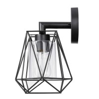 Globe Electric 44300 1Light Outdoor Or Indoor Wall Sconce Black Clear Glass Inner Shade Outdoor Modern Lighting Porch Light