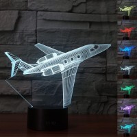 Ztop Aircraft Plane 3D Led Lampabstractive Optical Illusion Night Light7 Color Changetouch Switch Usb Powered For Christmas T