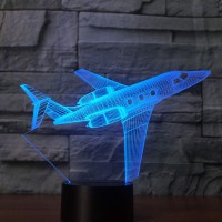 Ztop Aircraft Plane 3D Led Lampabstractive Optical Illusion Night Light7 Color Changetouch Switch Usb Powered For Christmas T