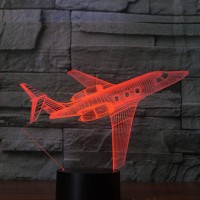 Ztop Aircraft Plane 3D Led Lampabstractive Optical Illusion Night Light7 Color Changetouch Switch Usb Powered For Christmas T