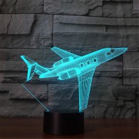 Ztop Aircraft Plane 3D Led Lampabstractive Optical Illusion Night Light7 Color Changetouch Switch Usb Powered For Christmas T