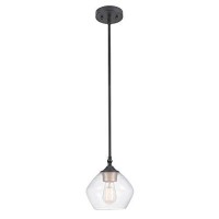 Globe Electric Harrow 1-Light Pendant, Gold Accent Socket, Shade 60312, 59.6