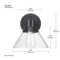 Globe Electric 44264 1-Light Outdoor Indoor Wall Sconce, Matte Black, Seeded Glass Shade, Wall Lighting, Wall Lamp Dimmable, Wall Lights For Bedroom, Kitchen Sconces Wall Lighting, Bulb Not Included