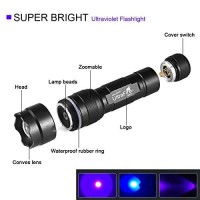 Ultrafire Black Light Uv Flashlight, Super Power Uv 395-405 Nm Led Wf-502B Blacklight Flashlights For Leak Detector, Pet Urine Stain, Bed Bug (Not Included Batteries)