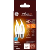 Ge Relax Led Light Bulbs, 40 Watt Eqv, Soft White Hd Light, Decorative Bulbs, Medium Base (2 Pack)