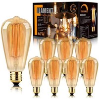 Luxon 8-Pack Edison Bulbs Antique Vintage Style Incandescent Light Bulb Dimmable Amber Warm 60W E26 Base For Wall Sconce Chandelier Retro Fixture