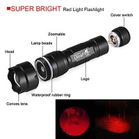 Ultrafire Wf-502R Zoomable Red Light Flashlight, Single Mode, Xp-E2 Led 630Nm, Hunting Lights With Clip, Adjustable Focus Emergency Flashlights