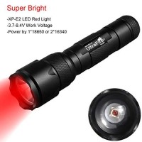 Ultrafire Wf-502R Zoomable Red Light Flashlight, Single Mode, Xp-E2 Led 630Nm, Hunting Lights With Clip, Adjustable Focus Emergency Flashlights