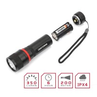 Craftsman 350 Lumens Led Flashlight, Ultra Bright, 3 Modes, Water Resistant, For Outdoor, Camping, Hiking, Emergency, Edc, 3Aa Alkaline Batteries Included, Cmxlfag65281