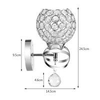 Wall Light Lamp Sconce Shade, Modern Crystal Wall Lamp Sconce Fixture Crystal Shade For Bedroom Living Room Bar Restaurants, E27 Base, Bulb Not Included