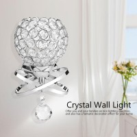 Wall Light Lamp Sconce Shade, Modern Crystal Wall Lamp Sconce Fixture Crystal Shade For Bedroom Living Room Bar Restaurants, E27 Base, Bulb Not Included