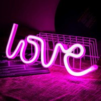 Qiaofei Love Neon Sign,Led Love Light For Children Kids Gifts Party Supplies, Girls Room Decoration Accessory,Table Decoration Pink