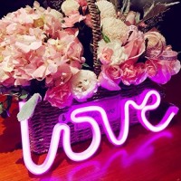 Qiaofei Love Neon Sign,Led Love Light For Children Kids Gifts Party Supplies, Girls Room Decoration Accessory,Table Decoration Pink