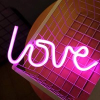 Qiaofei Love Neon Sign,Led Love Light For Children Kids Gifts Party Supplies, Girls Room Decoration Accessory,Table Decoration Pink