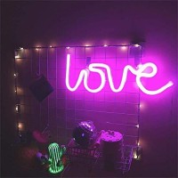 Qiaofei Love Neon Sign,Led Love Light For Children Kids Gifts Party Supplies, Girls Room Decoration Accessory,Table Decoration Pink