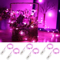 Ykb 6 Pack Pink Fairy String Lights Battery Operated Fairy Lights Starry String Lights On 3.3Ft/1M Silvery Copper Wire Diy Christmas Decoration Costume Wedding Party Halloween Easter