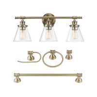 Globe Electric 51381 Parker Vanity Light, 3 Bath Set, Brass