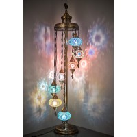 Demmex - 7 Big Globes Turkish Moroccan Mosaic Floor Lamp Light, Bohemian Boho Tiffany Mosaic Floor Lamp, 5' (Multicolor)