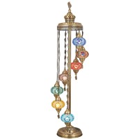 Demmex - 7 Big Globes Turkish Moroccan Mosaic Floor Lamp Light, Bohemian Boho Tiffany Mosaic Floor Lamp, 5' (Multicolor)