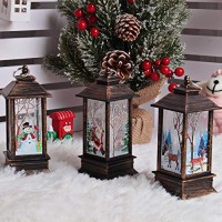 3 Pcs Christmas Decoration Lamp Simulated Flame Candle Night Light Santa Claus Snowman Elk Hanging Lamps - Battery Included