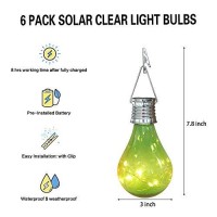 Pearlstar Solar Light Bulbs Outdoor Waterproof Garden Camping Hanging Led Light Lamp Bulb Globe Hanging Lights For Home Yard Christmas Party Holiday Decorations (6 Pack-Solar Light Bulbs)