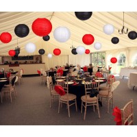 24Pcs Round Paper Lanterns For Wedding Birthday Party Baby Showers Decoration Black/Red