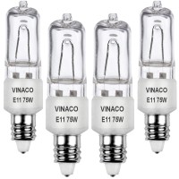 Vinaco E11 Bulb, Jde11?120V?75W Halogen Light Bulbs T4 E11 Bulb With E11 Mini Candelabra Base, High Output 1150Lm E11 Halogen Bulb, 4Pcs E11 Light Bulb With Warm White