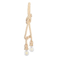 Semme 150Cm Vintage Thick Hemp Rope Industrial Ceiling Light Pendant E27 Base Lamp Cord(59.1Inch)(2 Heads)