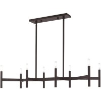 Livex Lighting 51178-07 Copenhagen - Eight Light Linear Chandelier, Bronze Finish