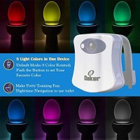 Oaker Motion Sensor Toilet Light 3 Packs, Light Sensitive 8 Color Toilet Night Light, Glow Inside Bowl Light, Fun Gadget For Kids Potty Training, Bright Enough For Using Toilet In Midnight