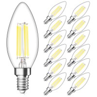 Maxvolador Dimmable E12 Candelabra Led Bulbs 40W Equivalent, Daylight White 5000K, 4W Filament Led Chandelier Light Bulbs, B11 Vintage Edison Clear Candle Lamp, Decorative Candelabra Base, Pack Of 12