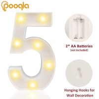 Pooqla LED Light Up Number Sign, Warm White, Battery Operated