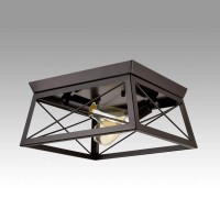 Danseer Lighting Industrial Flush Mount Ceiling Light Fixture Oil Rubbed Bronze 2 Light