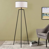 Versanora Vn-L00050 Baker Floor Lamp-White With Black Border Shade