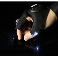 Wiroj Bluesunshine Fingerless 2 Led Flashlight Cycling Gloves Torch Magic Strap Glove For Repairingworking In Darkness Places