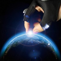 Wiroj Bluesunshine Fingerless 2 Led Flashlight Cycling Gloves Torch Magic Strap Glove For Repairingworking In Darkness Places