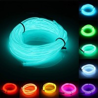 Jiguoor El Wire Battery Pack 164Ft 5M Bright Neon Light Strip 360 Illumination Neon Tube Rope Lights For Diy Festival Party