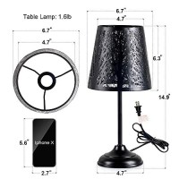 Timeflies Touch Control Mini Table Lamp, 3 Way Dimmable Bedside Lamp, Decorative Nightstand Lamp?For Bedroom, Living Room, Black Metal Shade Forest Lighting(Bulb Included)