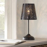 Timeflies Touch Control Mini Table Lamp, 3 Way Dimmable Bedside Lamp, Decorative Nightstand Lamp?For Bedroom, Living Room, Black Metal Shade Forest Lighting(Bulb Included)